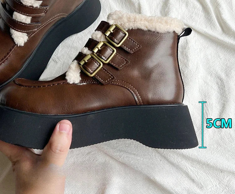 Stivali da neve da donna imbottiti con lacci eleganti con tacco medio Scarpe da donna con lacci Y2k Peluche protettivo Comodo di alta qualità 39