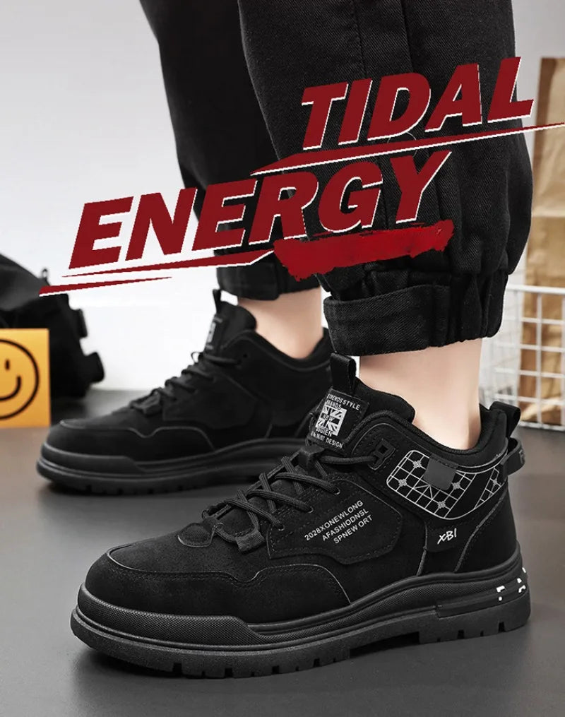 Scarpe Casual in pelle da uomo primavera traspirante spessore scarpe sportive studente moda High Top Skateboard scarpa stivaletto