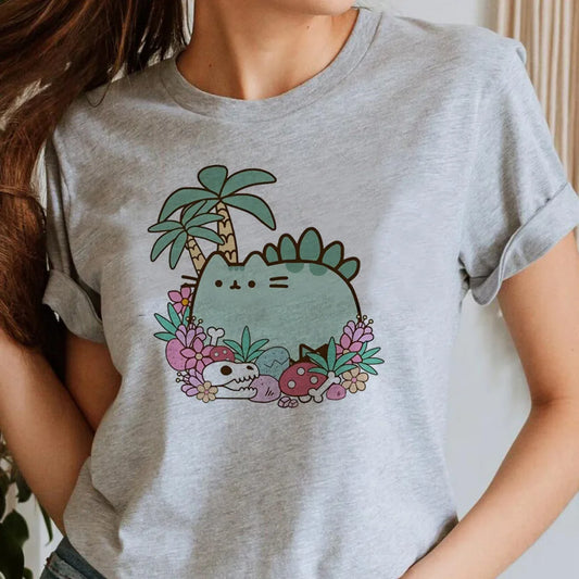 Maglietta Pusheen da donna Grafica Grunge anni '80 Pastello Harajuku Maglietta classica Retro hip hop anni '80 kawaii