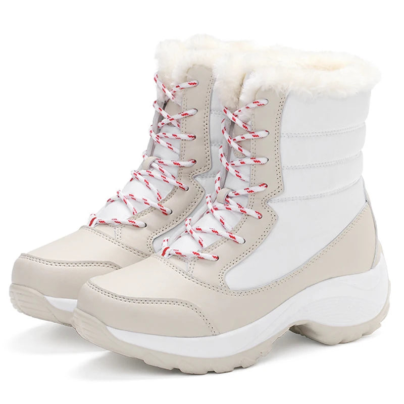 Stivali da neve Stivali con plateau da donna Scarpe invernali da donna antiscivolo Stivaletti caldi in pelliccia per donna Zeppe Stivali alti alla coscia impermeabili