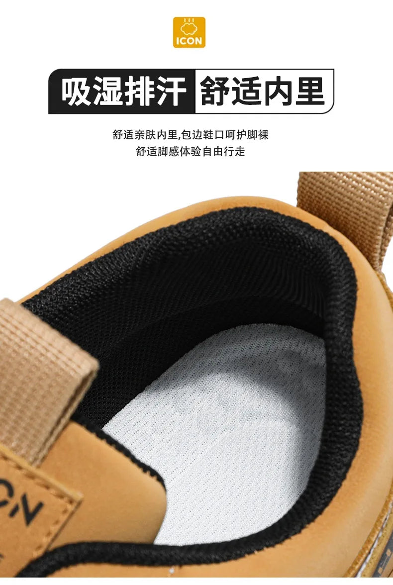 Fipatbu Scarpe casual primaverili da uomo Scarpe da ginnastica di lusso in pelle resistenti all'usura Chelsea Tattico Denim Combattimento Comode scarpe antinfortunistiche da lavoro