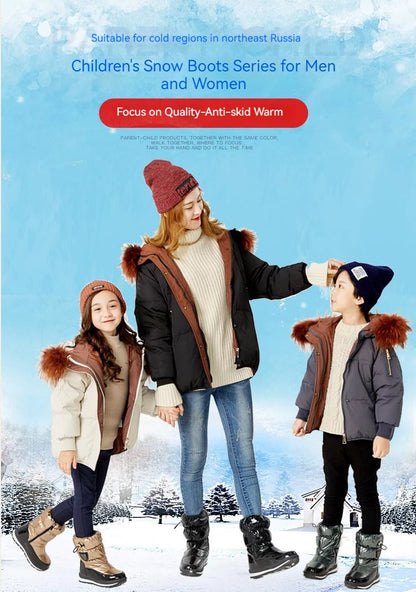 30% vera lana inverno caldo scarpe da bambino stivali da neve per bambini impermeabili -30 gradi tenere al caldo ragazze ragazzi stivali da neve scarpe per bambini