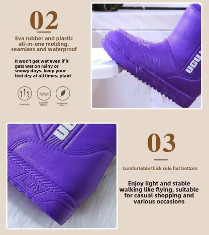 Stivali invernali in cotone EVA ispessito foderato in pile da donna ultraleggeri e impermeabili, scarpe in cotone caldo antifreddo per lavaggio auto