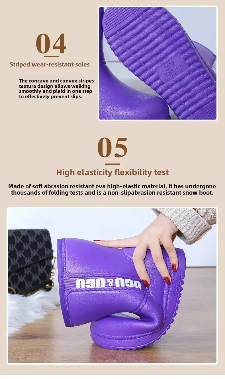 Stivali invernali in cotone EVA ispessito foderato in pile da donna ultraleggeri e impermeabili, scarpe in cotone caldo antifreddo per lavaggio auto