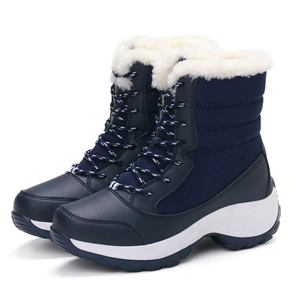 Stivali da neve Stivali con plateau da donna Scarpe invernali da donna antiscivolo Stivaletti caldi in pelliccia per donna Zeppe Stivali alti alla coscia impermeabili
