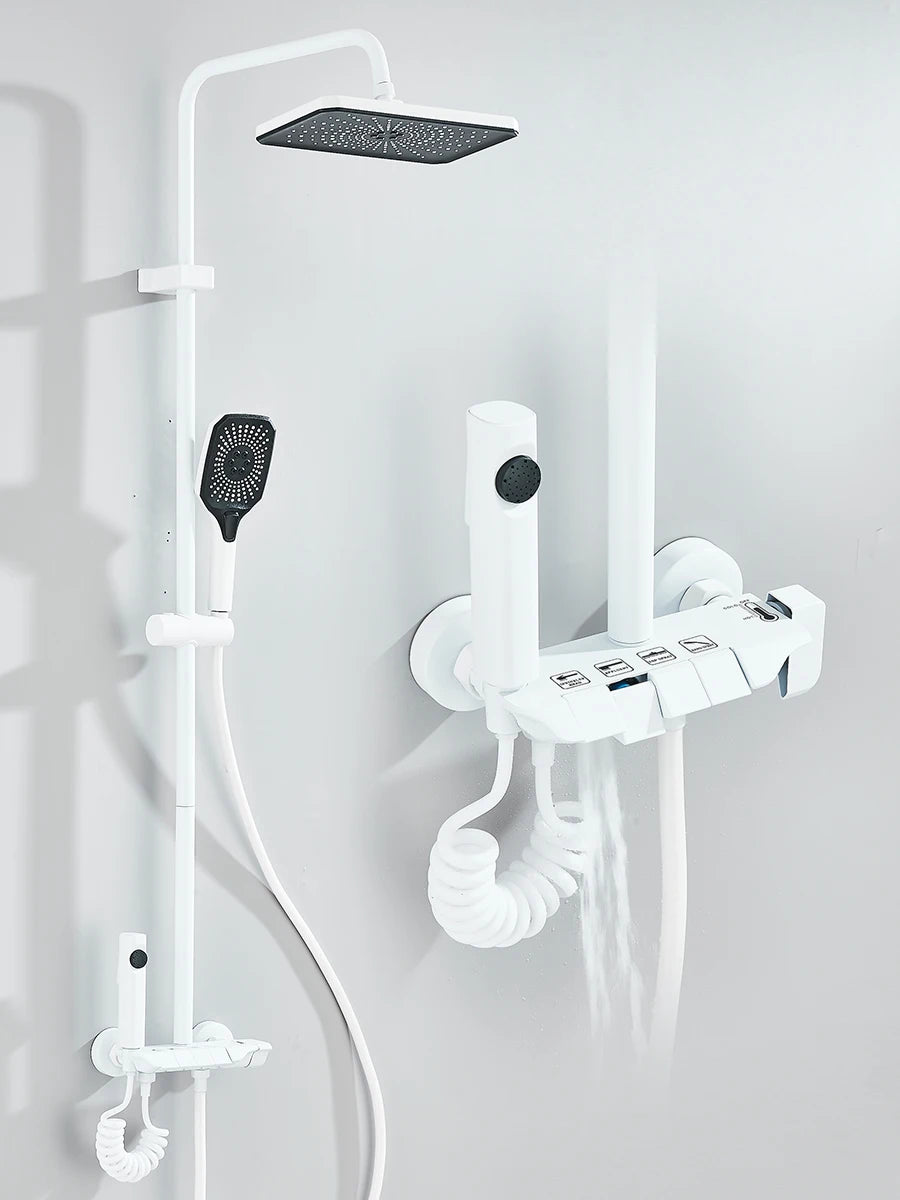Sistema doccia a 4 vie con soffione a pioggia, bidet, miscelatore per acqua calda e fredda per kit doccia da bagno