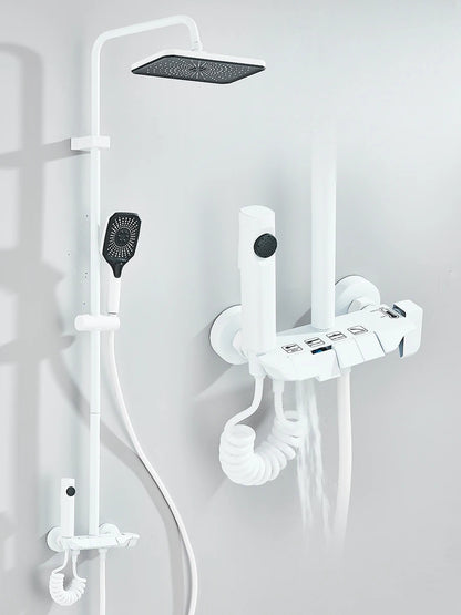 Sistema doccia a 4 vie con soffione a pioggia, bidet, miscelatore per acqua calda e fredda per kit doccia da bagno