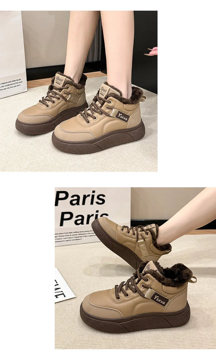 Stivali da neve da donna Scarpe in cotone ispessito in pile Inverno Nuove scarpe calde e versatili con la suola spessa Stivali da neve alla moda resistenti al freddo