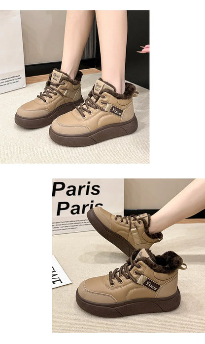 Stivali da neve da donna Scarpe in cotone ispessito in pile Inverno Nuove scarpe calde e versatili con la suola spessa Stivali da neve alla moda resistenti al freddo