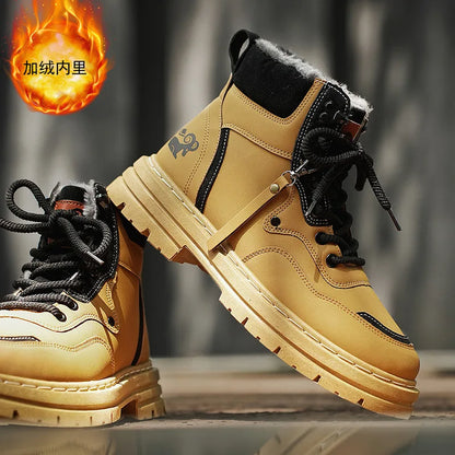 Stivali da uomo invernali Scarpe da esterno in cotone caldo peluche Nero Taglia 48 Scarpe da uomo resistenti al freddo con lacci impermeabili antiscivolo