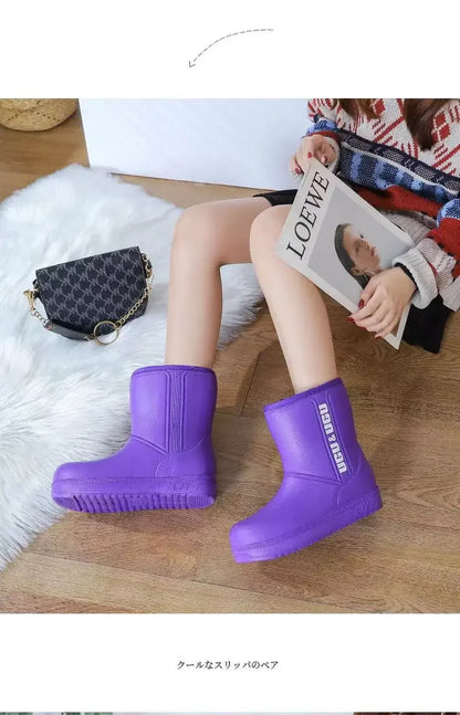 Stivali invernali in cotone EVA ispessito foderato in pile da donna ultraleggeri e impermeabili, scarpe in cotone caldo antifreddo per lavaggio auto