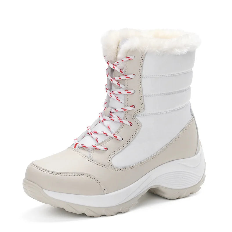 Stivali da neve Stivali con plateau da donna Scarpe invernali da donna antiscivolo Stivaletti caldi in pelliccia per donna Zeppe Stivali alti alla coscia impermeabili