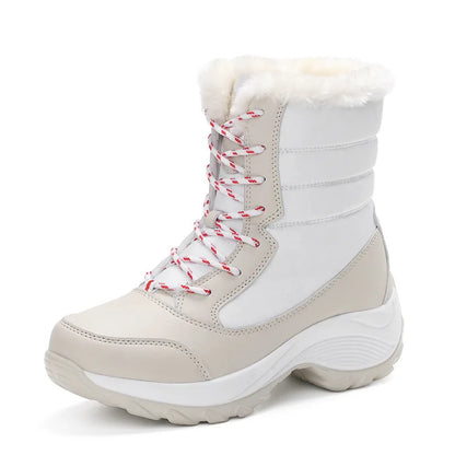 Stivali da neve Stivali con plateau da donna Scarpe invernali da donna antiscivolo Stivaletti caldi in pelliccia per donna Zeppe Stivali alti alla coscia impermeabili