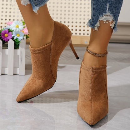 Primavera e autunno donna designer comodi stivali da neve con tacco alto donna eleganti stivaletti Baotou a punta scarpe da donna