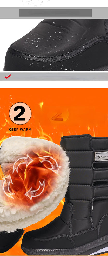 Stivali da uomo a metà polpaccio Stivali da neve da uomo impermeabili per esterni -40 °   Mantieni caldi stivali per coppie scarpe da donna con plateau antiscivolo taglia grande 36-47
