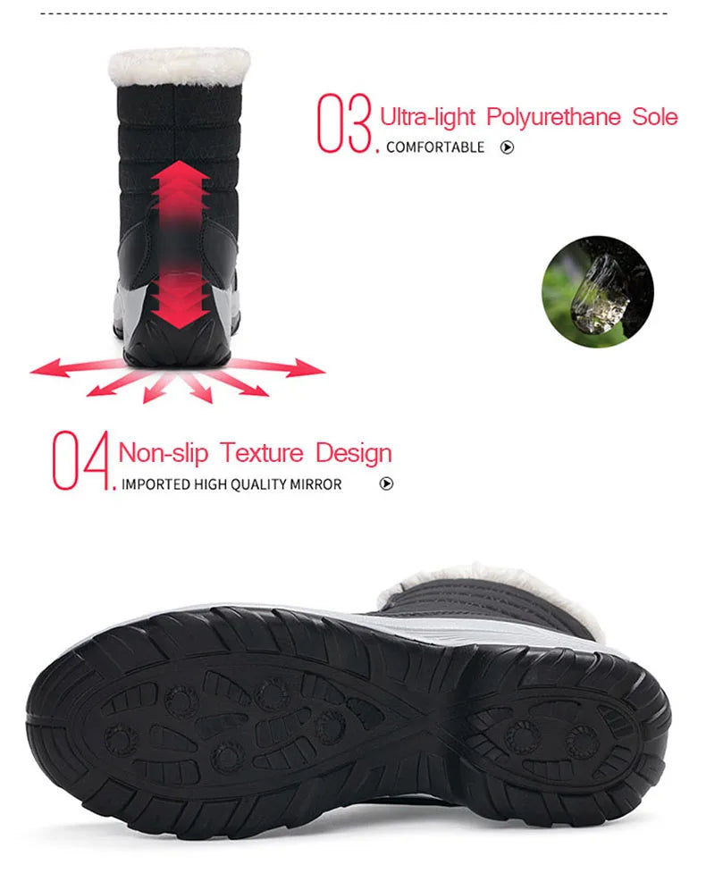 Stivali da neve Stivali con plateau da donna Scarpe invernali da donna antiscivolo Stivaletti caldi in pelliccia per donna Zeppe Stivali alti alla coscia impermeabili