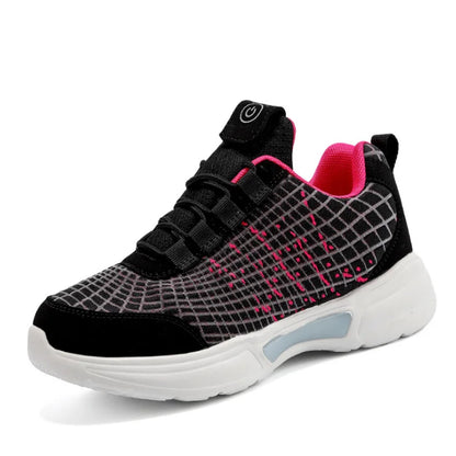 Scarpe da uomo moda LED sneakers illuminate ricarica USB fibra ottica tessuto suola elastica scarpe casual lampeggianti luminose luminose