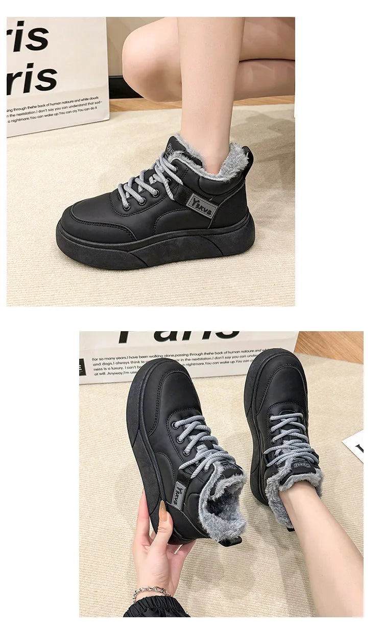 Stivali da neve da donna Scarpe in cotone ispessito in pile Inverno Nuove scarpe calde e versatili con la suola spessa Stivali da neve alla moda resistenti al freddo