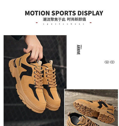 Fipatbu Scarpe casual primaverili da uomo Scarpe da ginnastica di lusso in pelle resistenti all'usura Chelsea Tattico Denim Combattimento Comode scarpe antinfortunistiche da lavoro