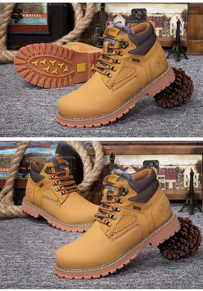 Stivali da uomo in vera pelle scarpe da lavoro Casual marrone marchio di lusso autunno inverno stivaletti maschili di moda fatti a mano Bot