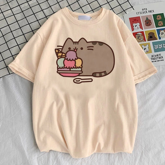 Maglietta Pusheen ragazza anime Punk Grafica harajuku Retro anni 2000 maglietta anni 2000 hip hop Pastello Classico Psichedelico