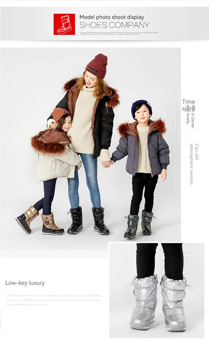 30% vera lana inverno caldo scarpe da bambino stivali da neve per bambini impermeabili -30 gradi tenere al caldo ragazze ragazzi stivali da neve scarpe per bambini