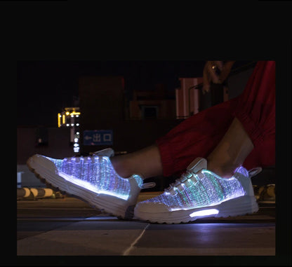 Scarpe da uomo moda LED sneakers illuminate ricarica USB fibra ottica tessuto suola elastica scarpe casual lampeggianti luminose luminose
