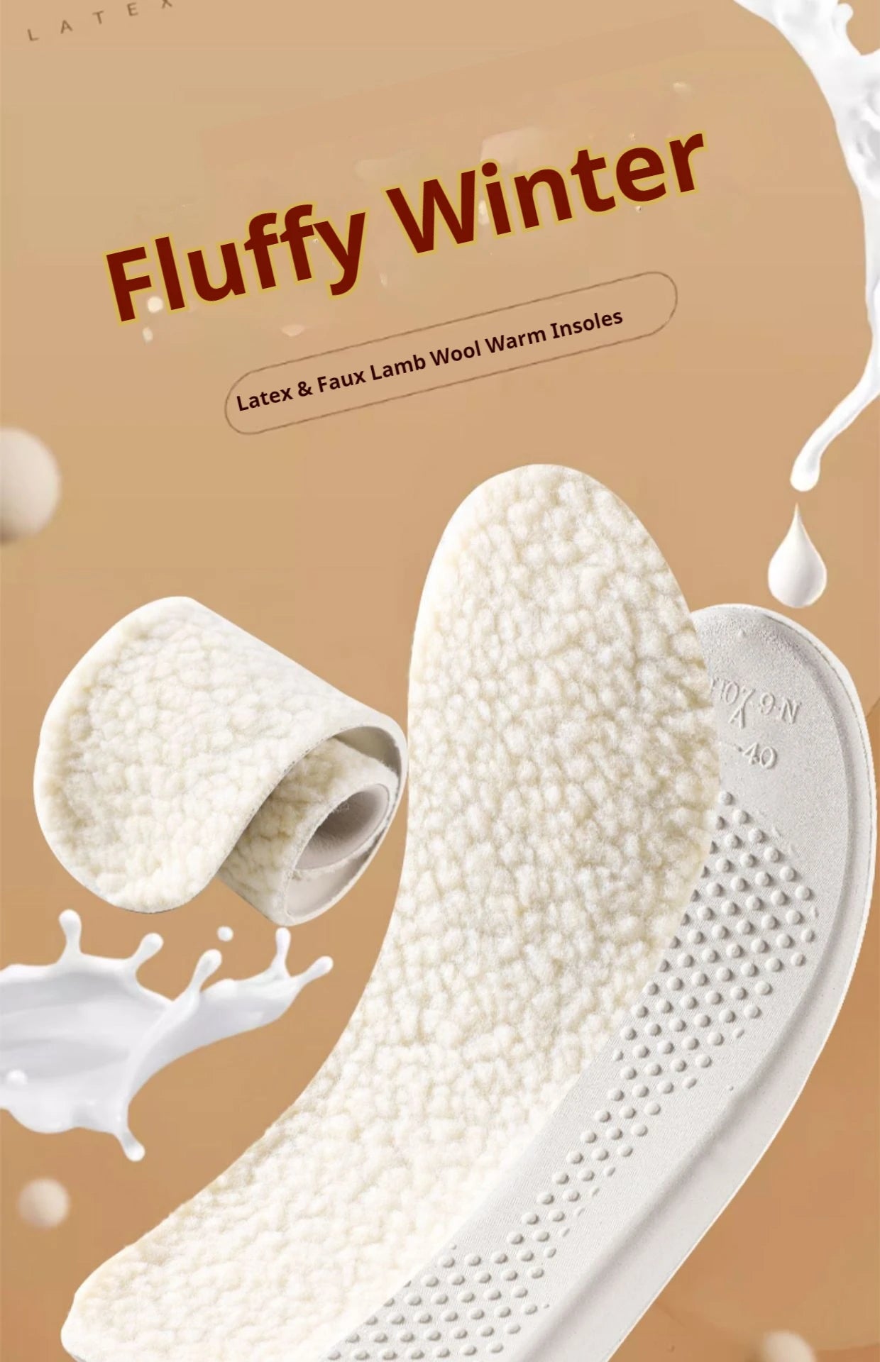 unisex Lattice Lambswool Sottopiede Scarpe di cotone Calore invernale Solette Suola morbida per scarpe Peluche spesso Ammortizzante Rilievi per scarpe 1 paio