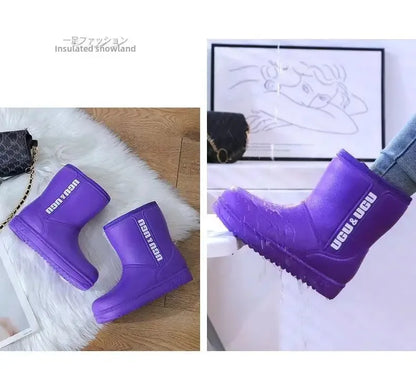 Stivali invernali in cotone EVA ispessito foderato in pile da donna ultraleggeri e impermeabili, scarpe in cotone caldo antifreddo per lavaggio auto