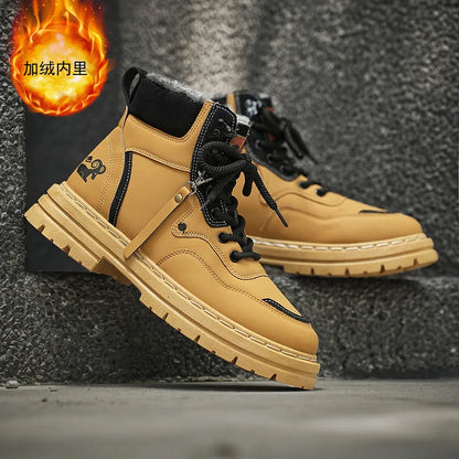 Stivali da uomo invernali Scarpe da esterno in cotone caldo peluche Nero Taglia 48 Scarpe da uomo resistenti al freddo con lacci impermeabili antiscivolo