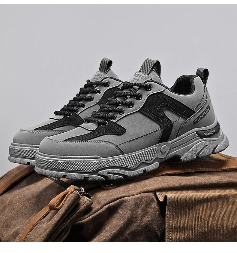 Fipatbu Scarpe casual primaverili da uomo Scarpe da ginnastica di lusso in pelle resistenti all'usura Chelsea Tattico Denim Combattimento Comode scarpe antinfortunistiche da lavoro