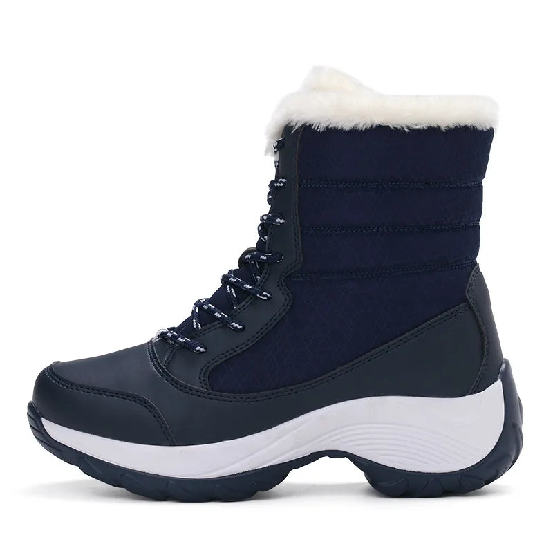 Stivali da neve Stivali con plateau da donna Scarpe invernali da donna antiscivolo Stivaletti caldi in pelliccia per donna Zeppe Stivali alti alla coscia impermeabili