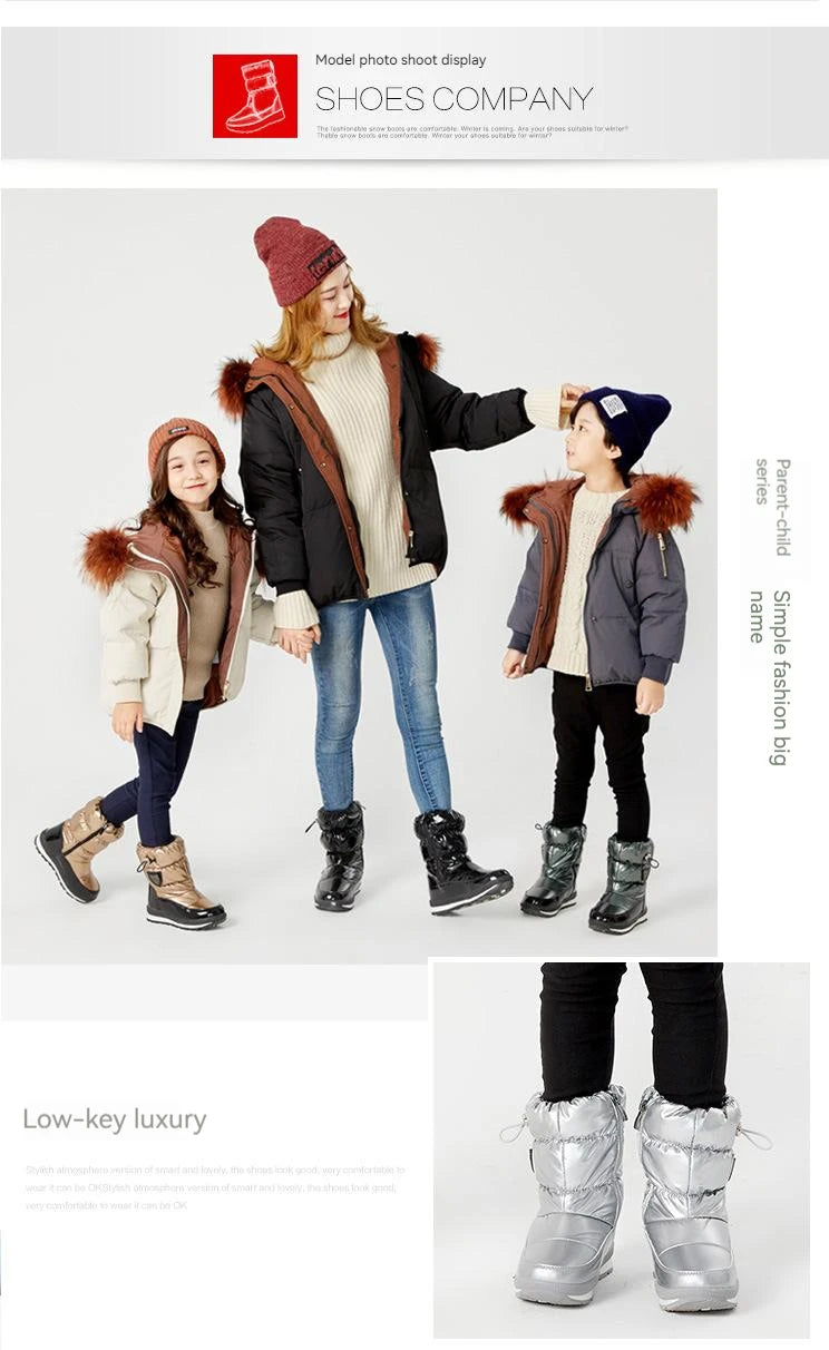 30% vera lana inverno caldo scarpe da bambino stivali da neve per bambini impermeabili -30 gradi tenere al caldo ragazze ragazzi stivali da neve scarpe per bambini