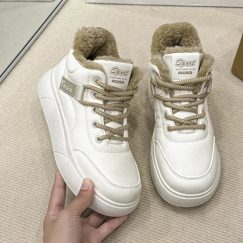 Stivali da neve da donna Scarpe in cotone ispessito in pile Inverno Nuove scarpe calde e versatili con la suola spessa Stivali da neve alla moda resistenti al freddo