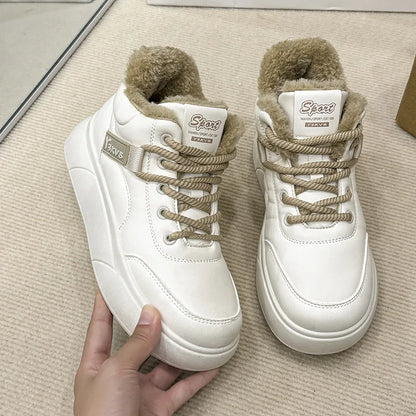 Stivali da neve da donna Scarpe in cotone ispessito in pile Inverno Nuove scarpe calde e versatili con la suola spessa Stivali da neve alla moda resistenti al freddo