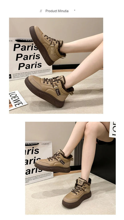 Stivali da neve da donna Scarpe in cotone ispessito in pile Inverno Nuove scarpe calde e versatili con la suola spessa Stivali da neve alla moda resistenti al freddo