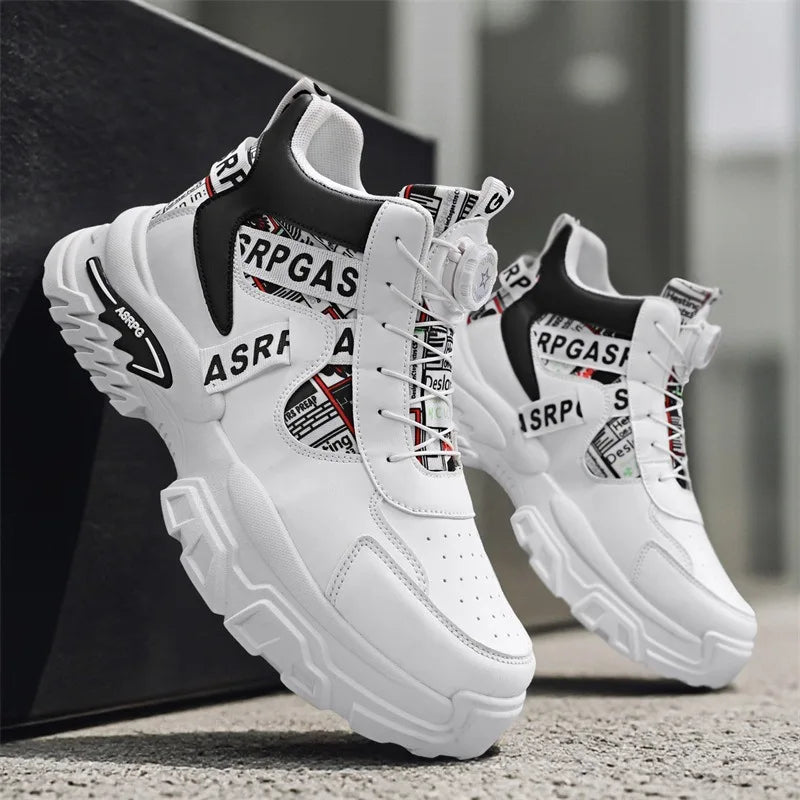 Scarpe da corsa sportive da uomo di grandi dimensioni per adolescenti, casual, con bottone di rotazione, fondo spesso, scarpe da papà rialzate, nuovo arrivo autunnale