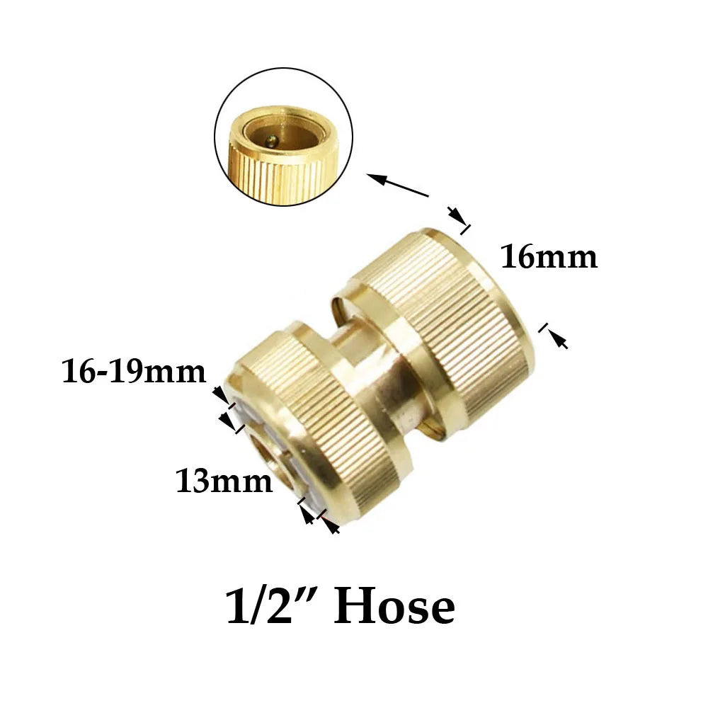 Raccordo rapido per tubo flessibile in ottone da 1/2'', 5/8", 3/4'', 1'', raccordo di arresto dell'acqua, raccordo per rubinetto con filettatura in rame, adattatore per pistola per irrigazione da giardino