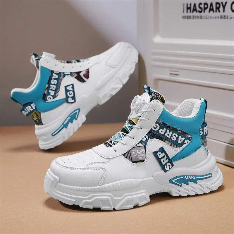 Scarpe da corsa sportive da uomo di grandi dimensioni per adolescenti, casual, con bottone di rotazione, fondo spesso, scarpe da papà rialzate, nuovo arrivo autunnale