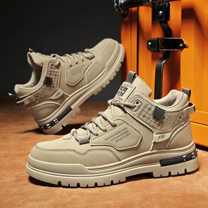 Scarpe Casual in pelle da uomo primavera traspirante spessore scarpe sportive studente moda High Top Skateboard scarpa stivaletto