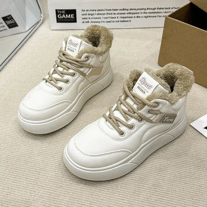 Stivali da neve da donna Scarpe in cotone ispessito in pile Inverno Nuove scarpe calde e versatili con la suola spessa Stivali da neve alla moda resistenti al freddo