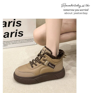 Stivali da neve da donna Scarpe in cotone ispessito in pile Inverno Nuove scarpe calde e versatili con la suola spessa Stivali da neve alla moda resistenti al freddo