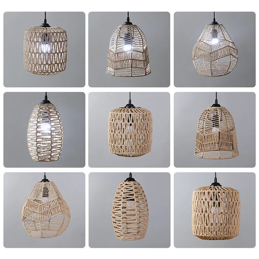 1 paralume intrecciato a mano in rattan, paralume per lampada a sospensione, per bar, hotel, lampada a sospensione per soffitto, per decorazioni di ristoranti e case