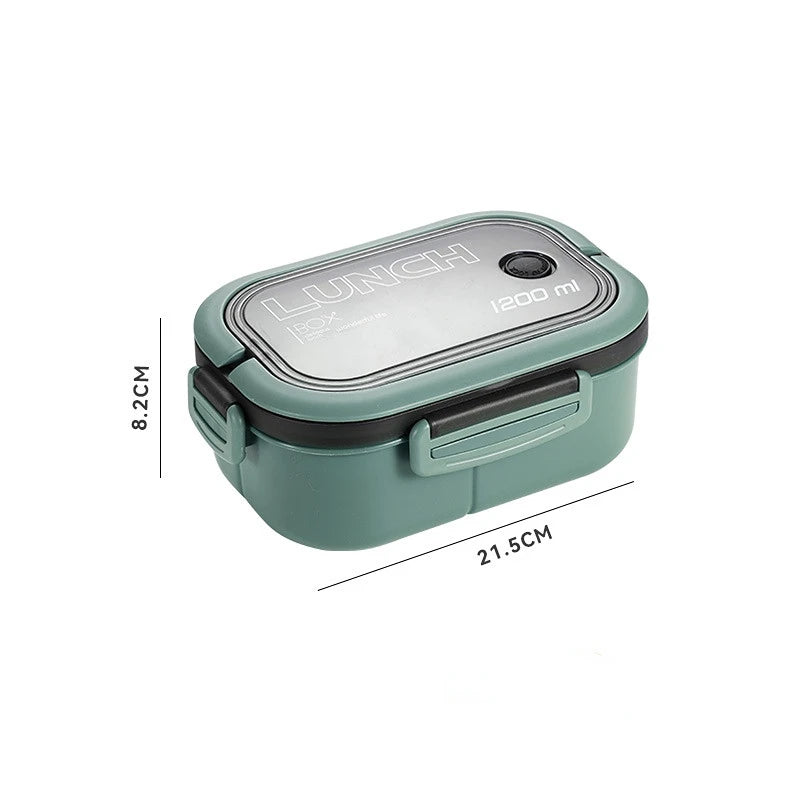 Bento Lunch Box a 2 strati da 1200 ml con cucchiaio e forchetta, contenitori per alimenti per microonde ad alta capacità per bambini, portatili, a prova di perdite, per ufficio e campeggio