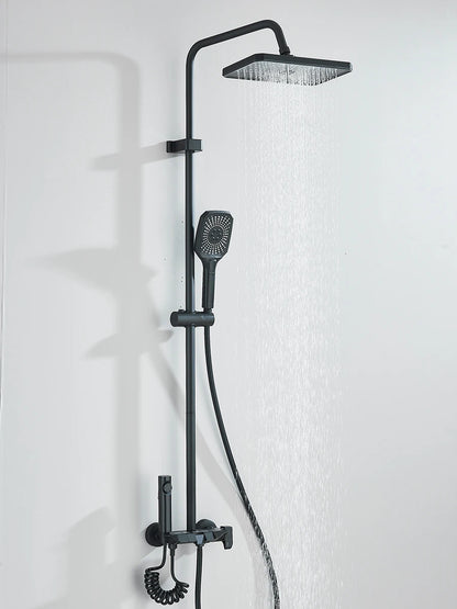 Sistema doccia a 4 vie con soffione a pioggia, bidet, miscelatore per acqua calda e fredda per kit doccia da bagno