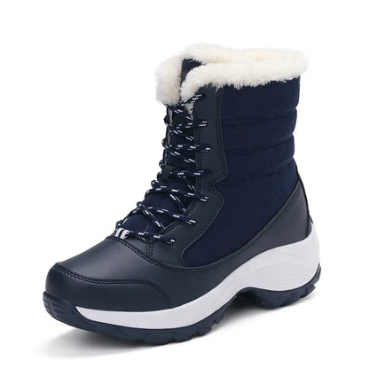 Stivali da neve Stivali con plateau da donna Scarpe invernali da donna antiscivolo Stivaletti caldi in pelliccia per donna Zeppe Stivali alti alla coscia impermeabili