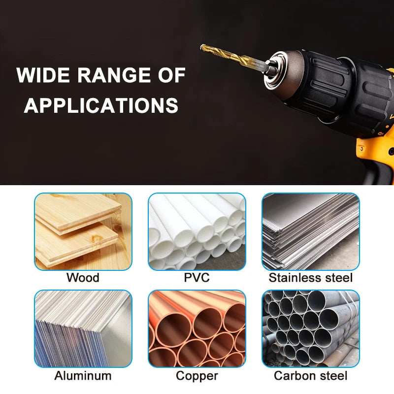 Multi functional HSS drilling tapping integrated spiral tap hand-held electric drill tap tool chamfer machine composite tap