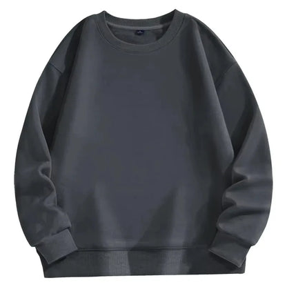 Felpa casual da uomo con scollo tondo e maniche lunghe, classica da uomo, tinta unita, ideale per le coppie, abbigliamento essenziale quotidiano