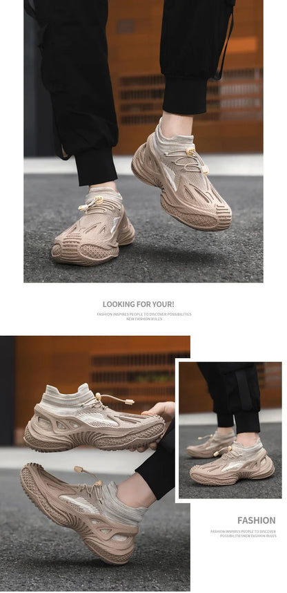 Scarpe da corsa da uomo Tomaia in mesh Traspirante Calzature sportive casual Tendenza estiva Ultraleggero Comodo Slip-on alla caviglia alta