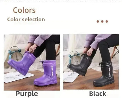 Stivali invernali in cotone EVA ispessito foderato in pile da donna ultraleggeri e impermeabili, scarpe in cotone caldo antifreddo per lavaggio auto